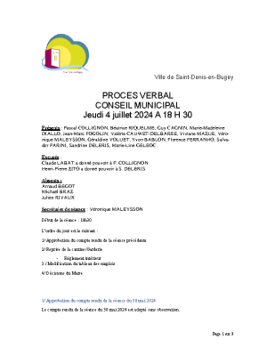 PV conseil municipal 04 juillet 2024