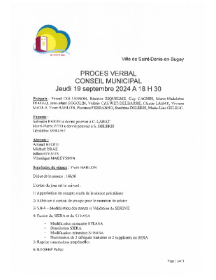 PV conseil municipal du 19 septembre 2024